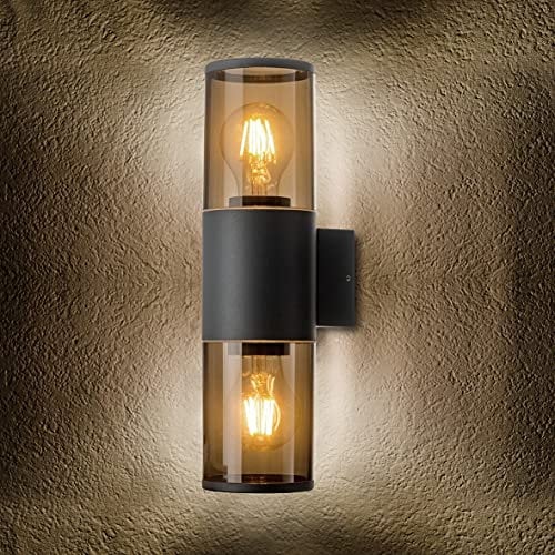 MILI Aussenleuchte Aussenlampe Wand, IP54 Spritzwassergeschützt, GU10 (E27 Schwarz 6427)
