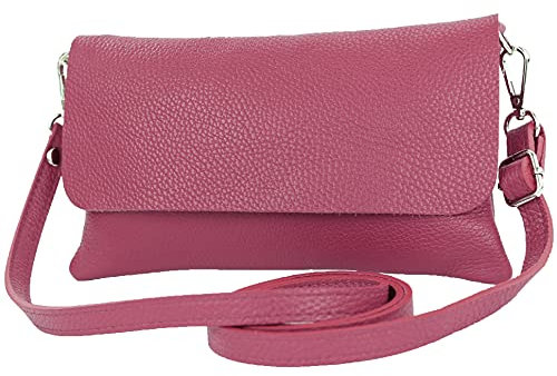 modamoda de T226 Damen Leder Clutch Umhängetasche Abendtasche Small handmade in Italy, Farbe:Bordeauxviolett
