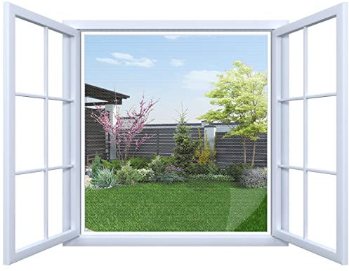 Fliegengitter Fenster Kinderleichte Montage, Insektenschutz Fenster ohne Bohren und Zuschneidbar, Mückennetz Fenster mit Starkem Klettband und Zuschneider Inklusive,Weiß