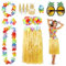 YAOYIN 9 Stück Hawaii Party Kostüme Set, Hawaii Kostüm Damen, Hula Rock Haarblume Blumenkette Ananas Sonnenbrille Blume-Armbänder Blumen-BH klebetattoos, Faschingskostüme Damen für Beachparty Deko