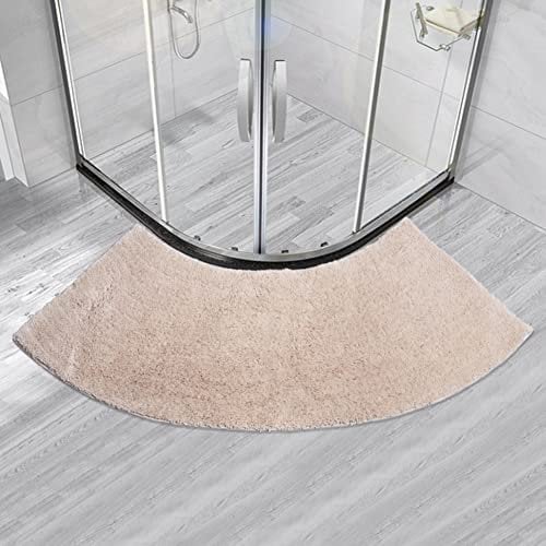 MOTT 50 Tappetino da bagno semicircolare per box doccia quadrante, antiscivolo, tappetino da doccia, tappetino a forma di ventaglio, tappetino da doccia curvo per hotel, beige, 45 x 100 cm