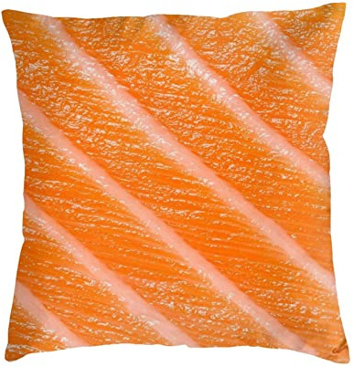 3D-Kissenbezug, lustig, realistisch, Lachs, Sushi, dekorativer Kissenbezug, weicher Samt, Wohnkultur, Wohnzimmer, Kissenbezug für Bett, Couch, Auto, 45,7 x 45,7 cm, kreatives Geschenk