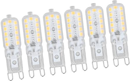 Fafeicy 6 Stück Dimmbare G9-LED-Lampe, 5 W, Transparente Abdeckung, 22 LEDs, Dimmbare G9-Glühbirne für Deckenleuchte, Wandleuchte, Tischleuchte(#6)