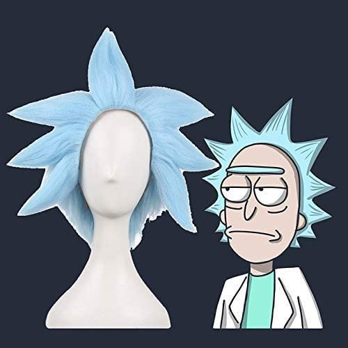 Xinduolei Rick und Morty Rick Sanchez Cosplay Blue Hair Short Wigs Rick und Morti Cosplay Prop Synthetic Hair + Perücken Cap Rollenspiele Requisite