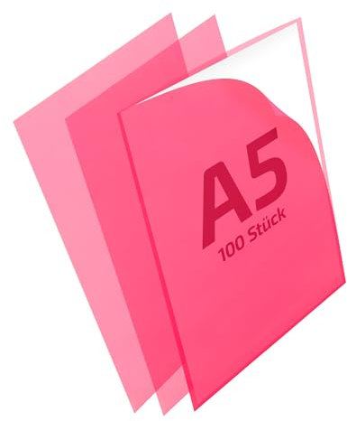 REIF Hamburg 15044 DIN A5 Sichthüllen rot, 100 Stück aus PE Stärke 0,160 mm, dokumentenecht, Dokumentenhülle oben und seitlich offen, Made in Germany