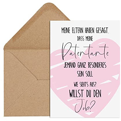 Nastami Postkarte Willst Du den JOB? Karte inkl. Briefumschlag Geschenk Paten fragen (Patentante rosa)