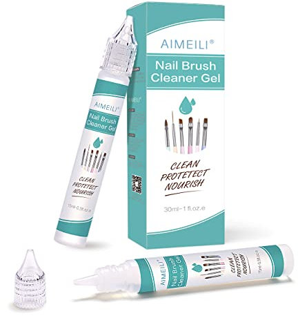 AIMEILI Gel Nettoyant pour Brosses à Ongles - 2x 15 ml Nettoyage Rapide des Pinceaux en Gel, Revitalisant Conservateur et Restaurateur Acrylique Kolinsky Pinceau Nail Art Ongles, 2XBY01_15ML