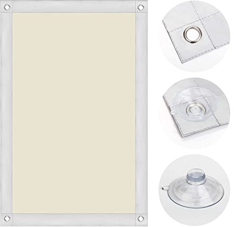 OBdeco Thermo Rollo 100% Verdunkelung Sonnenschutz Verdunkelungsrollo für Velux-Dachfenster Hitzeschutz ohne Bohren mit Saugnäpfen Beige 60x120cm für MK08
