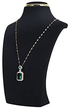 GemeShou Black necklace display stands for selling, Velvet necklace storage organizer, Necklace mannequin jewelry bust holder for boutique store【Black-Small height 21 cm】