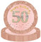YAAVAAW Happy 50th Birthday Paper Plates, 7 Rose Gold, 16 Pcs Womens Birthday Party Plates, Table Decorations