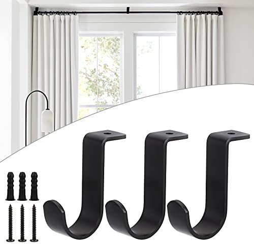 BTSKY 3 Stück Metall-Gardinenstangenhalterungen für 25 mm Stange – Gardinenstangen-Halterungen, Gardinenstangenhalter, Gardinenstangenhalterungen, Schwarz