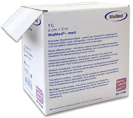 Pflaster Rolle 6cm x 5m Pflaster Box Wundpflaster Heftpflaster - Elastisch Weiß Sensitiv - Starke Klebekraft
