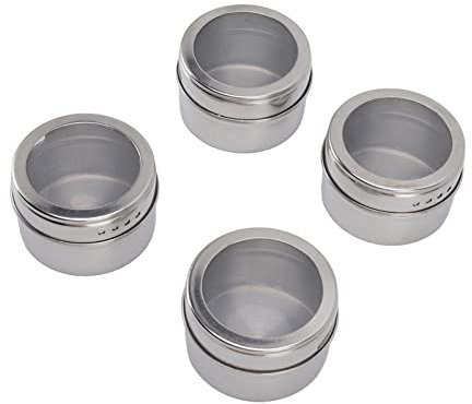 Récipients à épices Magnétiques Pots à épices Magnétiques Conception Magnétique Robuste et Durable de 4 Pièces pour les Herbes