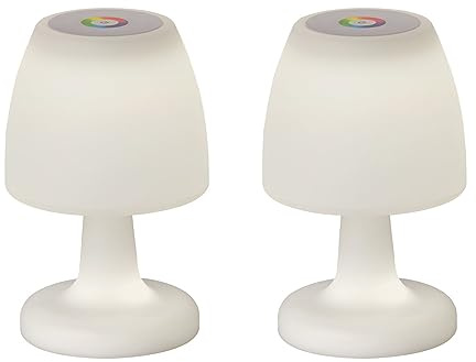 2er SET kleine Outdoor Akku Tischlampen 26cm ohne Kabel - dimmbar & RGB Farbwechsler