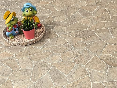 PVC Bodenbelag Vinylboden in Bruchstein Mosaik, Zuschnitt (2m breit, 4,5m lang)