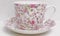 Rainbow Decors Royal Chelsea Tasse et soucoupe en porcelaine anglaise Motif roses et violettes 425 ml