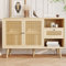 KecDuey Kommode 120x 40x80cm Sideboard, mit 1 Schubladen und 2 Magnetische Türen, Rattangeflecht auf den Türfronten, Beine aus massivem Holz,Schwarz Metall Bügelgriff,verstellbare Ablagen,Eiche