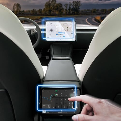 TOPABYTE 2024 Model 3 Highland Displayschutzfolie 15,4 Navigation + 8 Touchscreen Hinten Schutzfolie 9H Gehärtetes Glas Blendfrei Anti-Fingerabdruck für Tesla Model 3 Highland Zubehör [2 Stück]