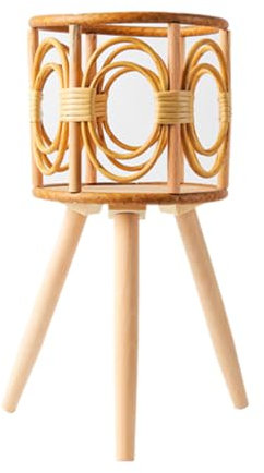 Bogjiru Soporte de ratán para Plantas de Interior, Soporte para macetas de Flores Tejidas de Paja, Taburete con Patas, macetero para Suelo, cestas, Estante de Madera para Plantas