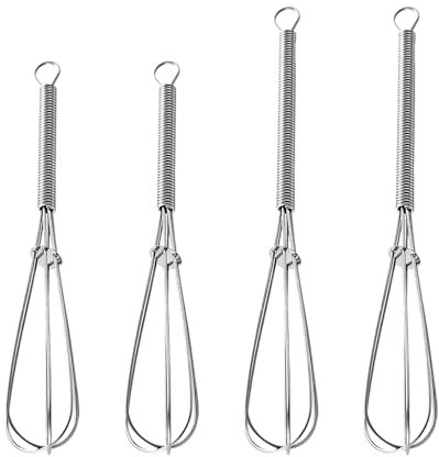 Mini frusta da 4 pezzi, frusta portatile in acciaio inox, frusta a filo spesso, frullatore a mano, mini utensile da forno per cucinare, sbattere, mescolare in cucina (13,5 cm + 18 cm)