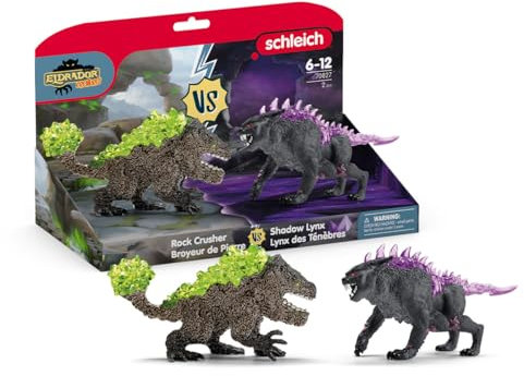 schleich ELDRADOR Creatures | Schattenluchs vs. Felsbrecher 70827 | schleich Eldrador Set mit Kristall-Elementen | fantasievolles Spielzeug | Monster Spielfiguren für Kinder ab 7 Jahren | 2 Teile
