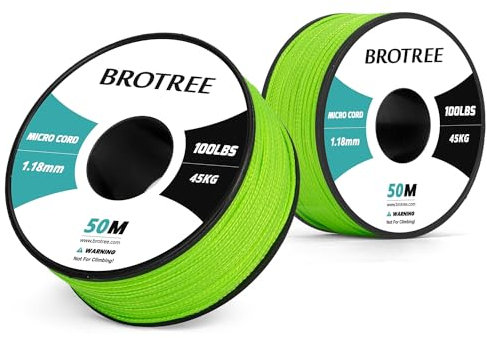 Brotree Micro Cord 1,18 mm 50M Spule Paracord Schnur Polyester Seil für Armband, Handwerk und DIY - 45kg Bruchlast (Neon Grün)