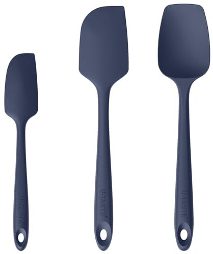 U-Taste Spatule en Silicone Lot de 3: 250℃ Résistant à la Chaleur Maryse Sans Bpa, Grattoir Marise de Cuisine en Caoutchouc Souple et sans Bpa pour Ustensiles de Cuisine Antiadhésifs (Bleu nuit)