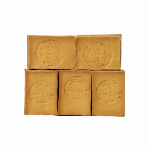 5er Pack Aleppo Seife mit 10% Lorbeeröl und 90% Olivenöl Aleppo Gesichtskörperseife 900 950 Gramm ca. pro Packung handgefertigt in der Türkei