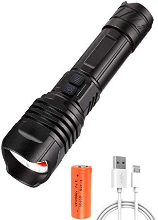 XLENTGEN Powerful Torch Professional LED Super Bright 1000000 Lumens Rechargeable LED Flashlight with Power Bank Function, IPX5 Waterproof, 5 Modes Tactical Flash Light for Camping, Hiking, Emergency