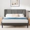 Zinus Maya Bett 180x200 cm - Höhe 30cm - Gepolstertes Bettgestell mit Kopfteil - Lattenrost aus Holz – Dunkelgrau, Dark Grey