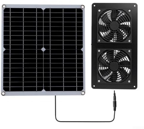 Solar Ventilator, 30W wetterfest mit DC Doppellüfter, Solar Panel Ventilator Solar Abluftventilator für kleine Hühnerställe, Gewächshäuser, Schuppen, Haustier Häuser, Fenster Auspuff