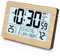 VINILITE Alarm Clock Digital Radio-Controlled Table Clock with Large LCD Display, Calendar, Temperature, Humidity, Backlight, Battery Operated