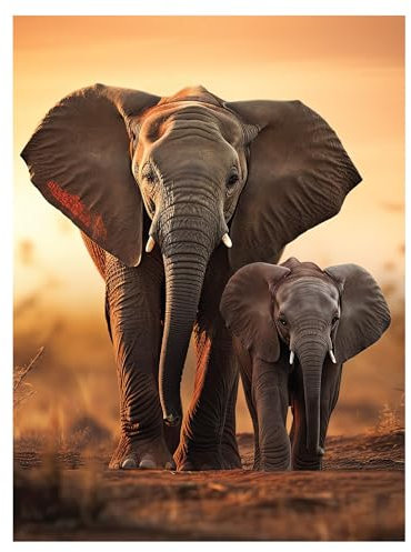 3D LiveLife Lenticular Wall Art Prints - Elephant from Deluxebase Ungerahmtes 3D-Poster Elefant Kaninchen Ein perfekter Wandfüller Original-Kunstwerk lizenziert vom renommierten Künstler Collin Bogle