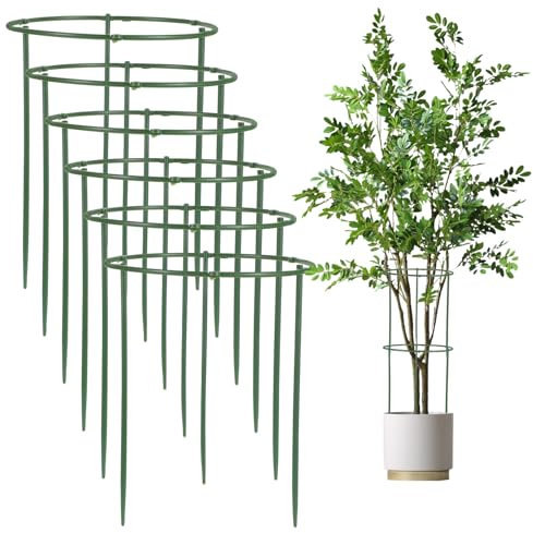 36Pcs Garden Plant Support Stakes, Half Round Plant Stakes for Indoor Plants, Stackable 6 Tier Garden Flower Support, Plant Cage for Tomato, Monstera, Peony, Hydrangea, Climbing Plants
