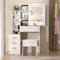 cadciehe Vanity Desk with Sliding Mirror, Bedroom Dressing Table, Vanity Makeup Desk Makeup Table with Drawers & Shelves, Hidden Storage Space ﻿ White
