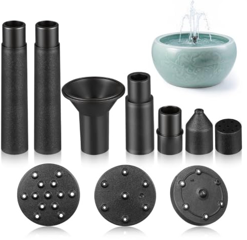 HANABASS 11-Teiliges Solarbrunnen-DüSenset FüR Gartenbrunnen Teich Pool Vogelbad Solar Wasserpumpen ZubehöR Mit Vielseitigen AufsäTzen FüR AußEn Wasserspiele