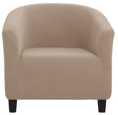 Hearda Clubsessel Bezug, Jacquard Sesselbezug Cocktailsessel Bezug Weich Stretch Sesselhusse 1 Teilig Universal Modern Sesselüberwurf für Esszimmer Wohnzimmer Café Büro (Kamelfarbe)