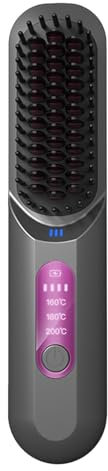 Hailerio Piastra per capelli, Spazzola per capelli senza fili - Arricciacapelli leggero ricaricabile tramite USB senza fili - Spazzola per lisciare i capelli portatile con temperatura regolabile per
