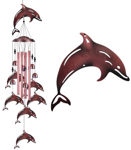 Delfin-Windspiel für Garten, Haus, Balkon, Hof, Outdoor-Dekoration, Segen-Windglocken, Gedenk-Windspiel, Windfänger, Delfine, Weihnachtsgeschenke für Mutter, Oma, Familie, Frauen, Freunde