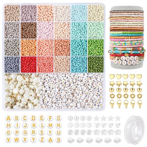 WHCPCYO Bunte Perlen für Armbänder Schmuckherstellung Set, mit 12000 Stück 3mm Perlen zum Auffädeln für Weihnachten, Feiertage, Geburtstage, Partys