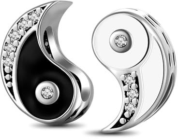 GNOCE Charm Perle Yin-Yang Bagua Tai Chi Doppel Charm 925 Sterlingsilber Beads Charms für Frauen und Mädchen Schmuckgeschenk
