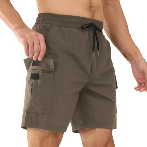 Superora Hombres Cargo Pantalones Cortos con Múltiples Utilitario Bolsillos | Transpirables de Secado Rápido y Elásticos de Corte Relajado Shorts para Deporte y Tiempo Libre