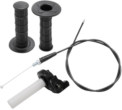 JUUDDENPARTS 7/8 inch Twist Throttle Grips with Cable, Motorcycle Throttle Handle Grip Cable, Replacement for CRF KLX TTR 110 125 150 200 250CC Dirt Pit Bike