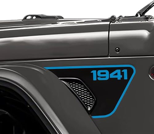 TDHLW Adesivi pretagliati in Vinile per Prese d'Aria Laterali del parafango 1941 per Jeep Wrangler JL JLU 2018-2024 e Jeep Gladiator JT 2020-2024,Blu