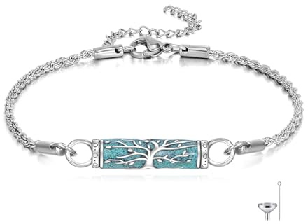 DAYLINLOVE Urne Armband für Asche 925 Sterling Silber Dragonfly/Blume/Baum des Lebens Kremation Armband Kremation Schmuck Geschenke für Frauen Männer