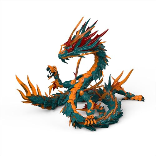 Quibuilds Azure Dragon DIY 3D Modèle d'assemblage pour adultes, kit de modèle de dragon bête céleste chinoise, 4 heures de temps de montage, cadeau pour collectionneurs de figurines d'anime