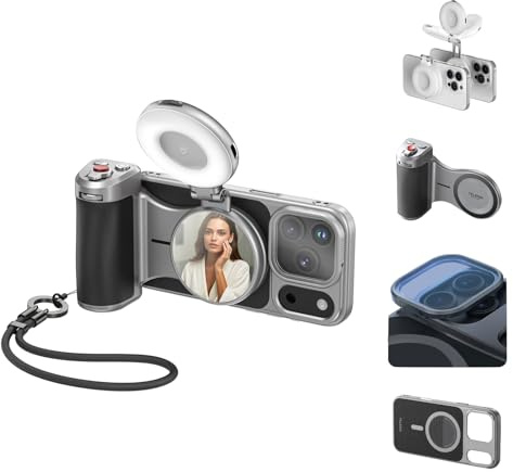 Master Grip Kit for iPhone 17 Pro Max,Magnetic Phone Camera Grip with Phone Selfie Light,UV Filters,Case,3200mAh Photo Handle for iphone 17 pro Max Photography Kit Selfies/TikTok/Zoom Calls/Video