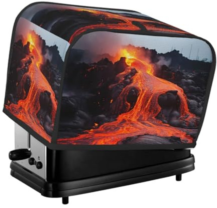 Kilauea Volcano Toaster-Abdeckung, 2 Scheiben, Baumwolle, gesteppt, zwei Scheiben, Toaster-Staubschutz für kleine Küchengeräte, Staub und Fingerabdrücke, wasserdichter Brotbackmaschinen-Schutz