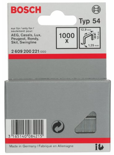 Bosch Accessories Professional 1000x Flachdrahtklammer Typ 54 (Karton, Papier, Folien, 12.9 x 1.25 x 12 mm, Zubehör Tacker)