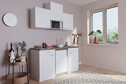 respekta Küche Miniküche Singleküche Küchenzeile Pantry Weiß Luis 150 cm